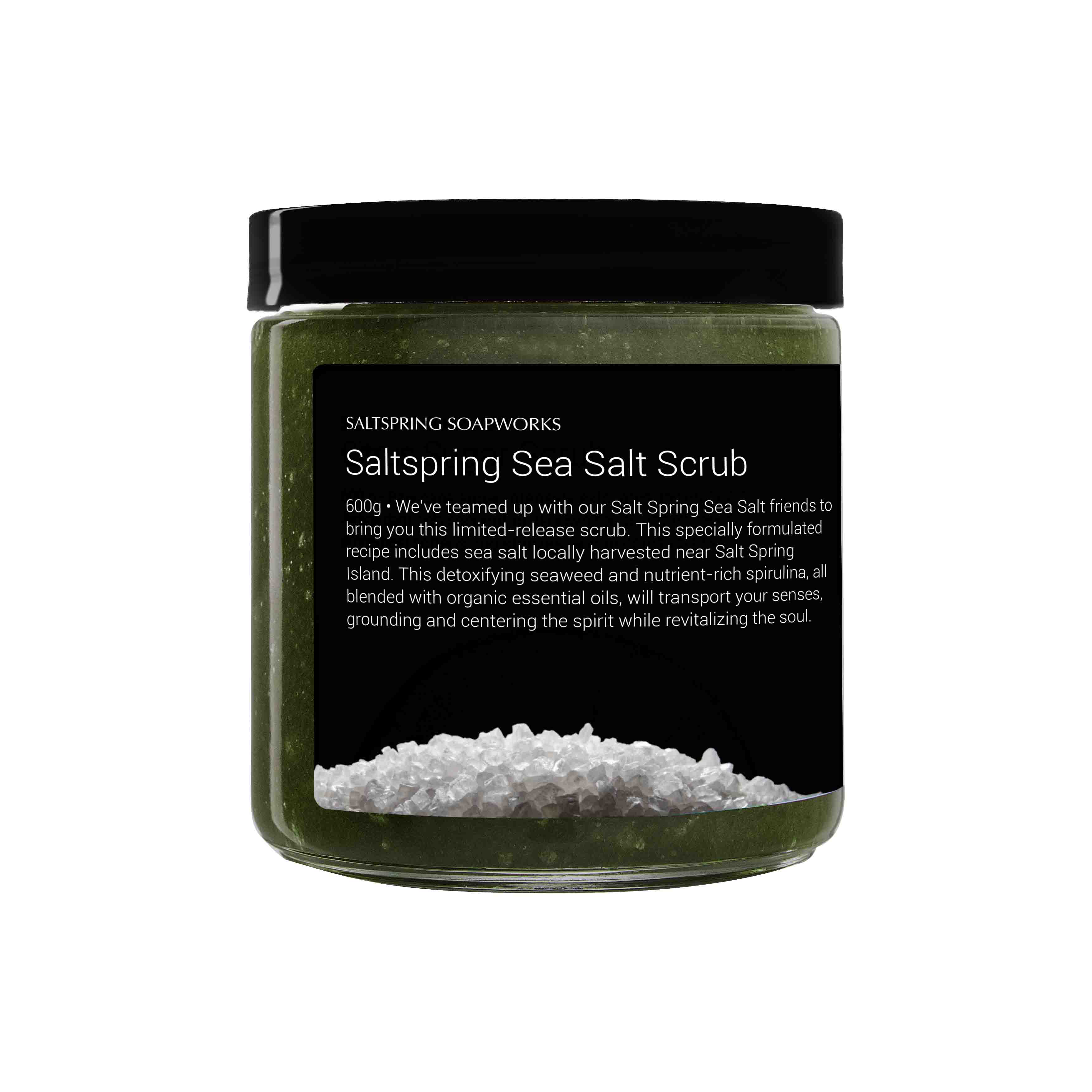 Saltspring Sea Salt Scrub from locally harvested Sea Salt.