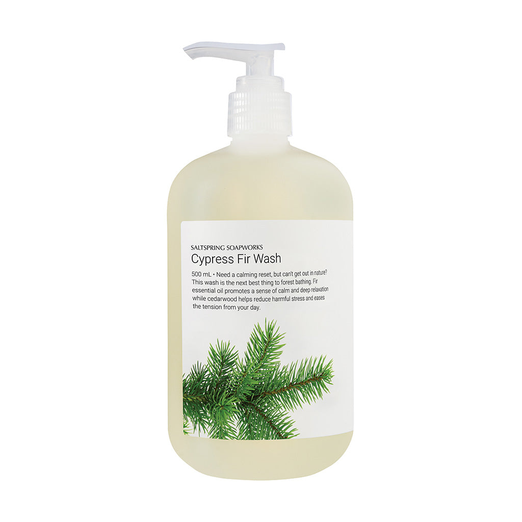 This Cypress Fir wash is the next best thing to forest bathing. Fir essential oil promotes a sense of calm and deep relaxation while cedarwood helps reduce harmful stress and eases the tension from your day.