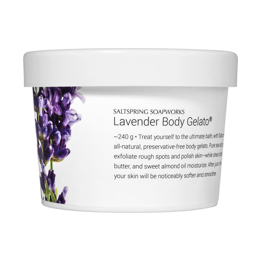 Looking for serious relaxation? You’ll find it in our Lavender Body Gelato®. Great on your hands and body, Body Gelato® is all-natural, preservative-free, and quite possibly the ultimate body scrub.