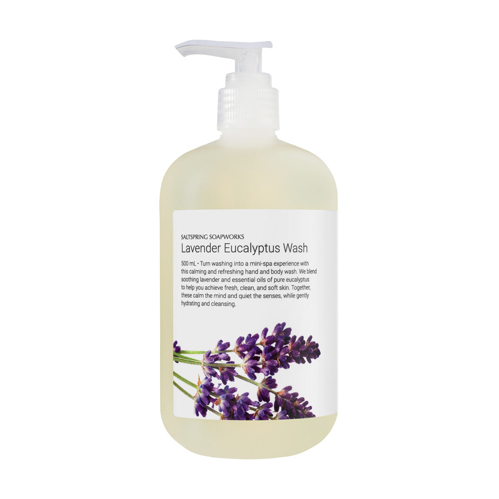 Turn washing into a mini-spa experience with this calming and refreshing hand and body wash. We blend soothing lavender and essential oils of pure eucalyptus to help you achieve fresh, clean, and soft skin. Together, these calm the mind and quiet the senses, while gently hydrating and cleansing.